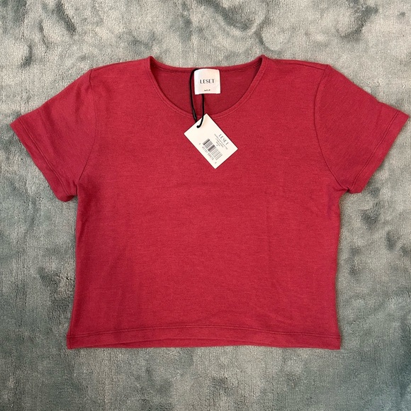 LESET Tops - Leset NWT Lauren Crop Slim Fit Tee in Radish
